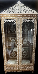 20th century Middle Eastern Syrian Mother Of Pearls Cabinet.