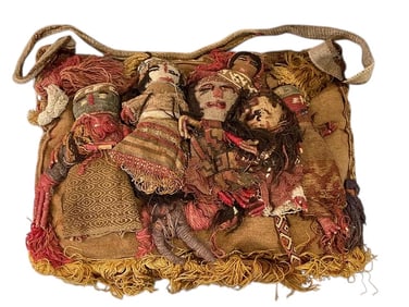 Ancient Chancay Textile Doll Saddle Pre-Columbian Peru, Chimu