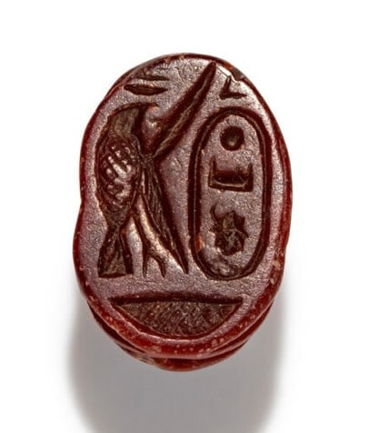 A Phoenician Carnelian Scarab with Cartouche Circa Mid to Late 7th Century B.C. (1 of 2)