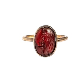 Ancient Roman Carnelian Intaglio set in 19th century Gold Ring.