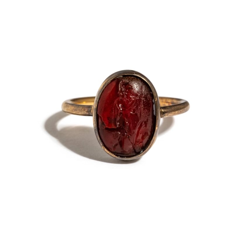 Ancient Roman Carnelian Intaglio set in 19th century Gold Ring. (1 of 3)