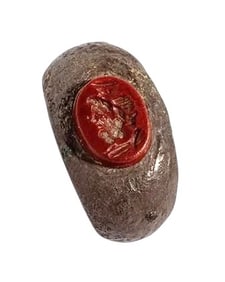 A Roman Silver and Jasper Finger Ring with the God Serapis Circa 1st-2nd Century A.D.