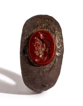 A Roman Silver and Jasper Finger Ring with the God Serapis Circa 1st-2nd Century A.D. (1 of 5)