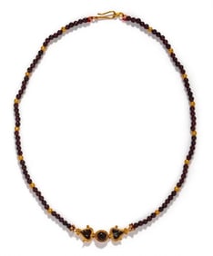 A Roman Garnet and Gold Bead Necklace Circa 1st Century A.D