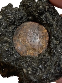 A U.S. Soldier-Pressed Coin in Lava from the 1944 Eruption of Mount Vesuvius  Naples Area, Italy,
