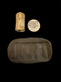Ancient Mesopotamian Akkadian Shell Cylinder Seal c.2350 BC.