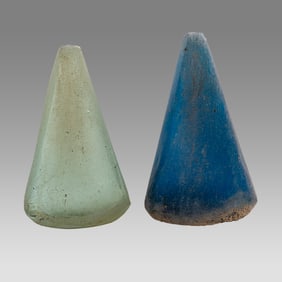 Lot of 2 Large Thai Teardrop-Shaped Glass Ingot c.1st century BC-4th century AD.
