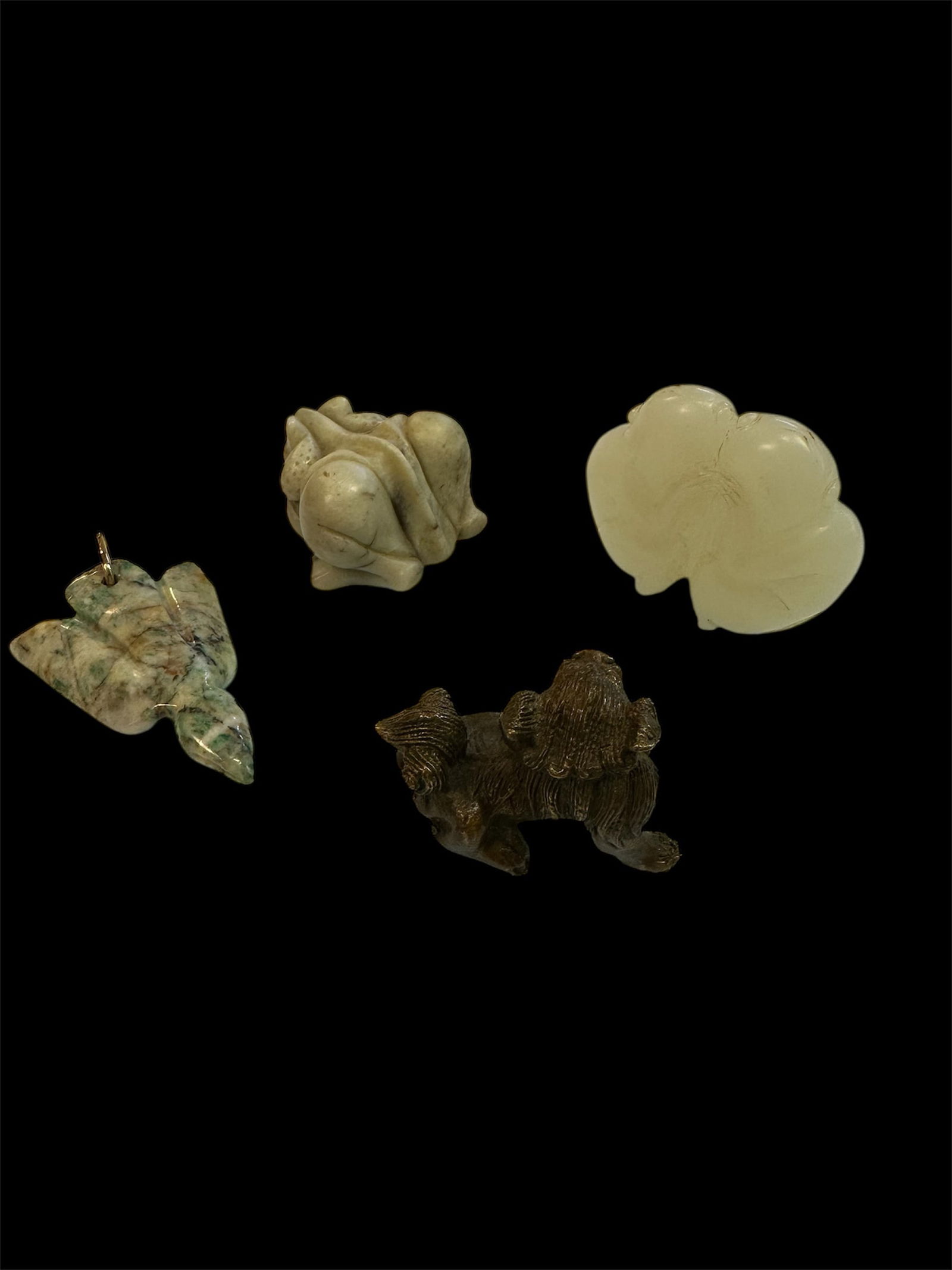 Lot of 4 Chinese, Jade, Stone and Bronze Animals. (1 of 2)