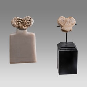 Lot of 2 Ancient Near East, Anatolia, Tell Brak, Eye Idols c.3300-2500 BC.