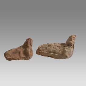 Ancient Near Eastern, Mesopotamian Terracotta Reclining Figures c.800 BC. (2)