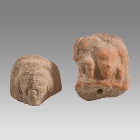 Ancient Near Eastern, Mesopotamian Terracotta Idol Heads c.1900 BC. (2)
