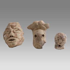 Ancient Near Eastern, Mesopotamian Stone, Terracotta Idol Heads c.2000-800 BC. (3)