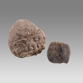 Lot of 2 Ancient Mesopotamian Cueniform Tablets c.1900 BC.