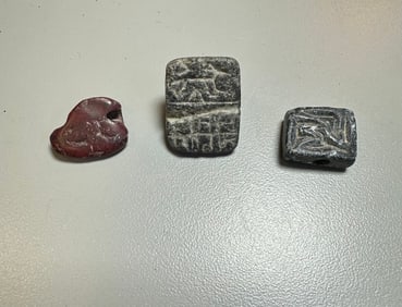Ancient Mesopotamian, Stone Stamp Seals Early Dynastic c.5000-3000 BC. (3)