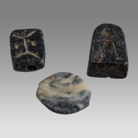 Ancient Mesopotamian, Stone Stamp Seals Early Dynastic c.5000-3000 BC. (3)