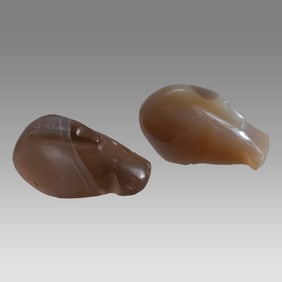 Lot of 2 Ancient Mesopotamian Agate Ducks c.6th century BC.