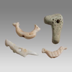 Lot of 4 Ancient Mesopotamian Shell Animal Amulets c.5000-3000 BC.
