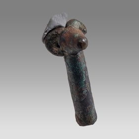 Ancient Luristan Bronze Bull Head Terminal c.800 BC.