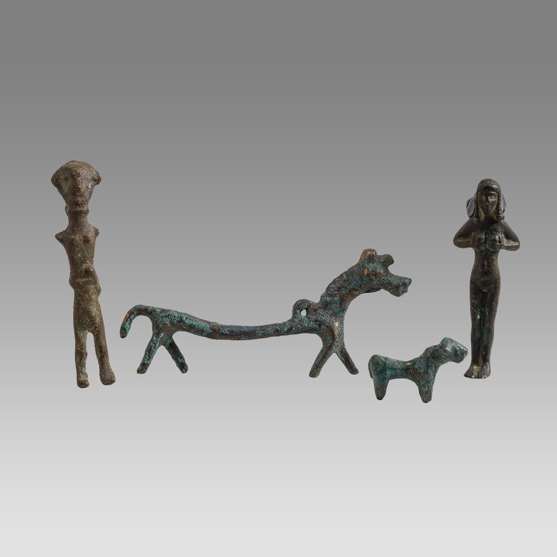 Lot of 4 Luristan and Cananite Style Bronze Figures, Animals. (1 of 1)