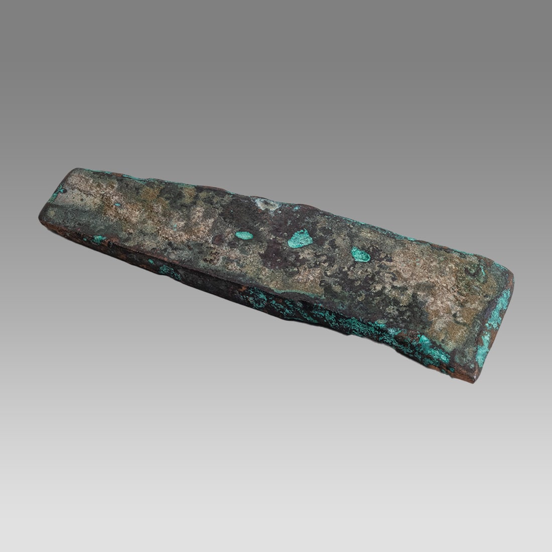 Ancient Holy Land Canaanite Bronze Axe c.2000 BC.: Ancient Holy Land Canaanite Bronze Axe c.2000 BC. Size 4 1/2 inches length. Early Bronze cast bronze Hand Axe. with nice patina. Provenance: Private Collection Of Dale McKeeby, CA acquired in the USA 