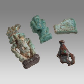 Lot of 4 Ancient Egyptian Faience Amulets c.500-30 BC.