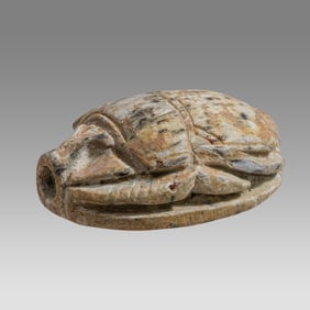 Ancient Egyptian Large Steatite Stone Scarab, New Kingdom c.1550-1077 BC.