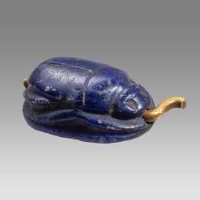 Ancient Egyptian Lapis Lazuli Scarab, New Kingdom c.1550-1077 BC.