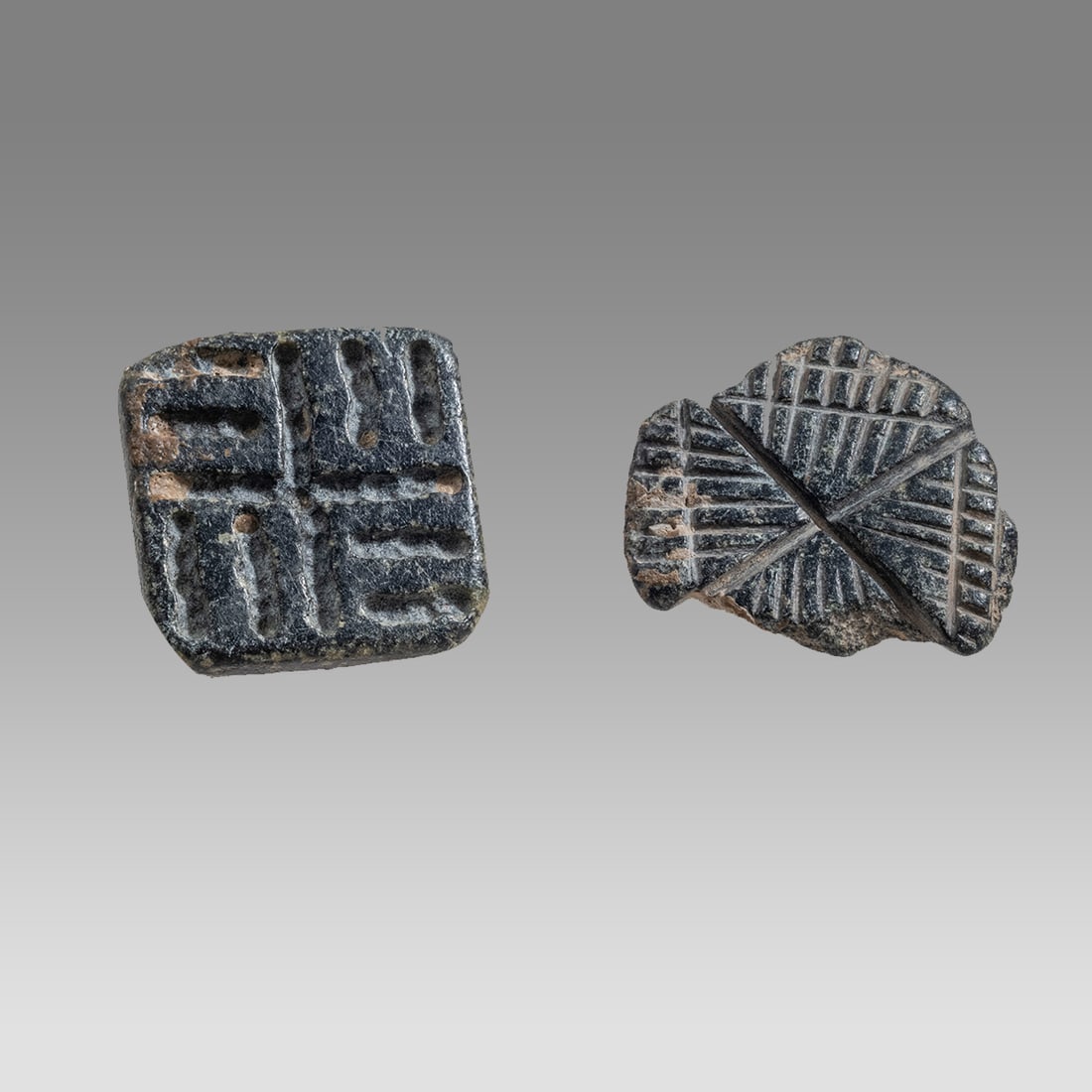 Lot of 2 Ancient Near Eastern Early Dynastic Stone Stamp Seals c.5000 BC. (1 of 2)