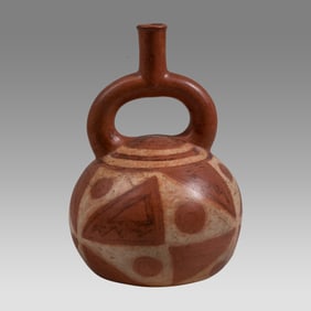 Ancient Pre Columbian, Salinar Polychrome Stirrup Vessel c.1st cent BC-2nd cent AD.