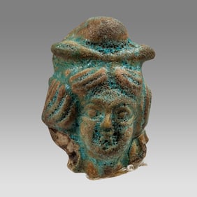 Ancient Roman Egypt Faience Isis-Hathor Bust with Solar Crown, c.2nd century AD.