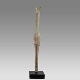 Ancient Roman Spindle Fusiform Unguentarium, Light Green Glass, Eastern Med, 3rd-4th C CE,