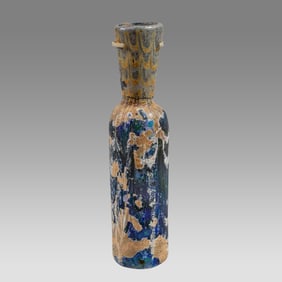 Ancient Islamic Blue Glass Bottle CIRCA 8TH CENTURY A.D.