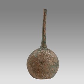 Ancient Islamic Blue Glass Rose Water Bottle CIRCA 8TH-9TH CENTURY A.D.
