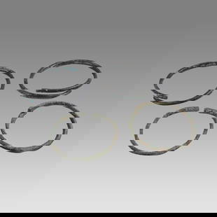 Lot of 4 Ancient Roman Bronze Bracelets c.2nd-3rd century AD.: Lot of 4 Ancient Roman Bronze Bracelets c.2nd-3rd century AD. Size 2 5/8- 4 1/4 inches diameter. Lot of 4 Ancient Roman cast bronze snake from Bracelets. Provenance: Ex NYC Collection acquired in the