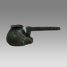 Ancient luristan bronze spouted vessel circa 1200-800 B.C.