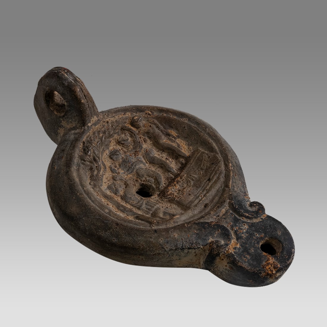 Ancient Roman Terracotta Oil Lamp With Figures c.2nd century AD. (1 of 2)