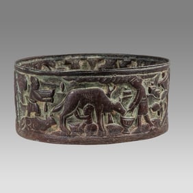 Ancient Seljuk Bronze Bowl With Battle Scene c.10th century AD.