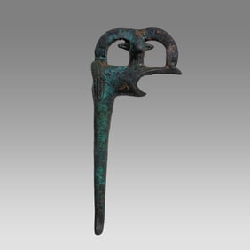 Ancient luristan bronze Axe Head With Stag head circa 1200-800 B.C.