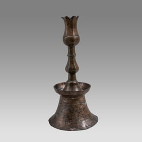 17th century Ottoman Bronze Candlestick.
