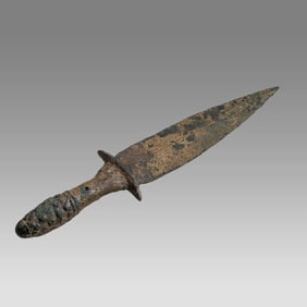 Ancient Near Eastern, Luristan Bronze Dagger with Lotus Handle c.800 BC.