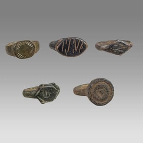 lot of 5 Ancient Roman Bronze Rings c.2nd-4th century AD.