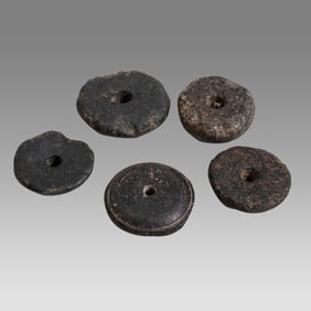 Lot of 5 Ancient Roman Stone Spindle Whorls c.2nd century AD.