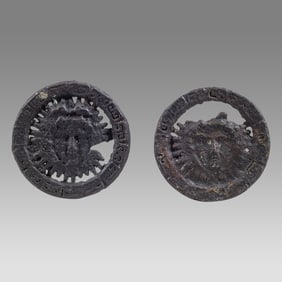 Pair of Ancient Roman, Bronze Ornaments with Medusa c.2nd-3rd century AD.