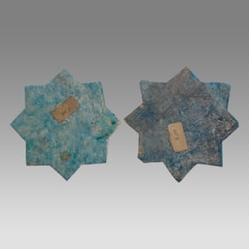 Islamic Persian Kashan Ceramic Star Shape Tiles c.12th-13th century AD.(2)