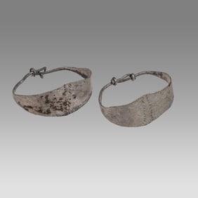 Ancient Roman Silver Pair Of Earrings c.2nd century AD.