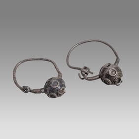 Islamic Silver Pair Of Earrings c.18th-19th century AD.