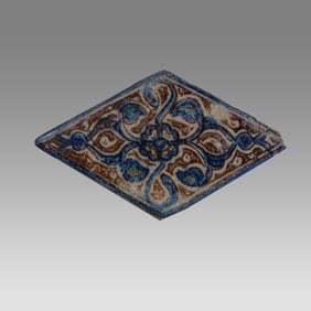 Islamic Middle Eastern Ceramic Diamond Tile c.14th century AD.