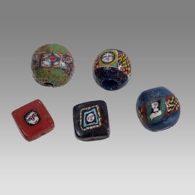 Lot of 4 Ancient Phoenician Glass Face beads c.5th century BC.