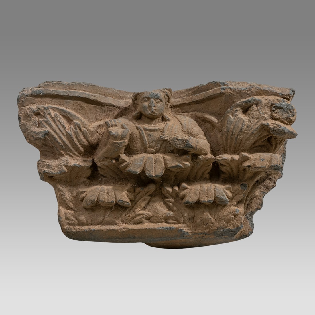 Ancient Gandharan Schist Stone Capital Fragment with Buddha c.2nd century AD. (1 of 2)
