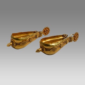 A Pair of Antique Indian Large Gold Earrings 22k, 31.8 grams.